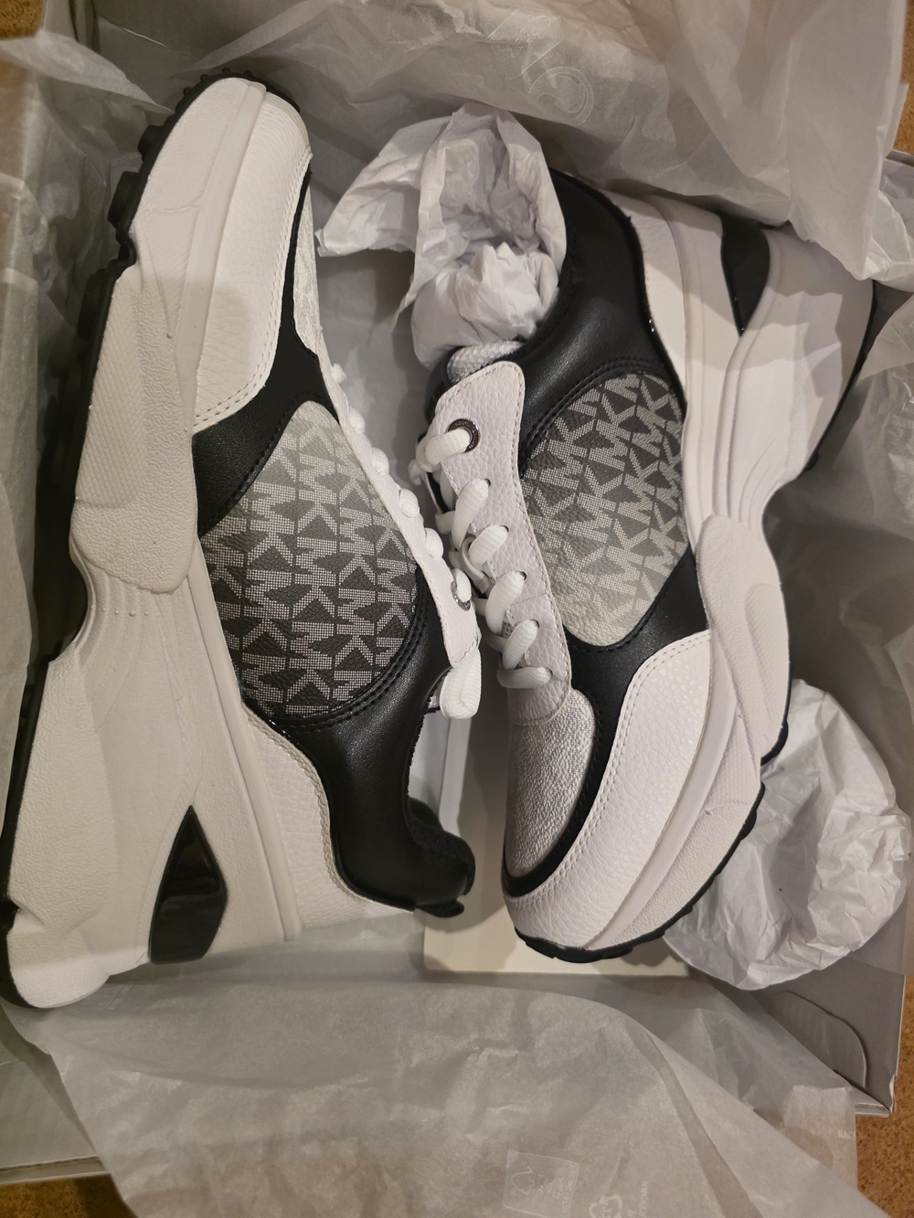 Michael Kors Black and White MK-Logo Chunky Sneakers